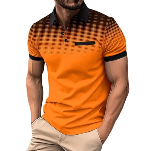 Poloshirt Herren Kurzarm Kläppchenkragen Polo Shirt Leicht Atmungsaktives Golf Shirts Männer Sommer Lässige Tshirts Basic Slim Fit Polohemd mit Brusttasche von Generisch