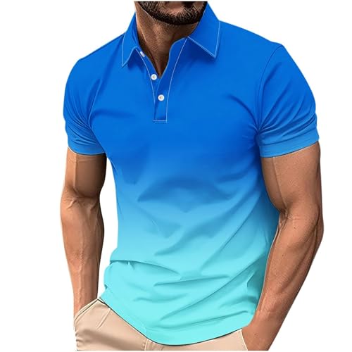 Poloshirt Herren Kurzarm Kläppchenkragen Polohemd Button-up Slim Fit Polo Shirts Sommer Casual Golf Shirt Klassisches Einfarbig Sommershirt Bequeme Luftig Muskelshirt von Generisch