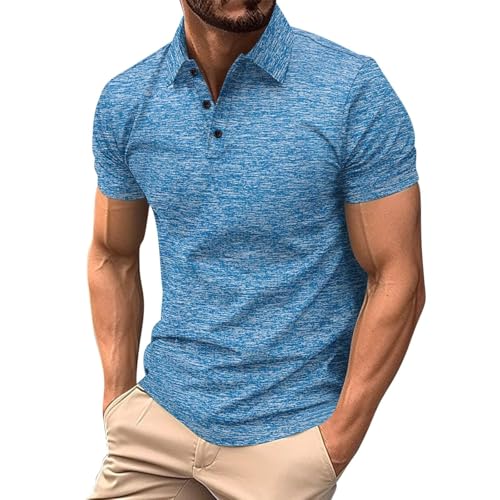 Poloshirt Herren Kurzarm Kläppchenkragen Polohemd Button-up Slim Fit Polo Shirts Sommer Casual Golf Shirt Klassisches Einfarbig Sommershirt Bequeme Luftig Muskelshirt von Generisch