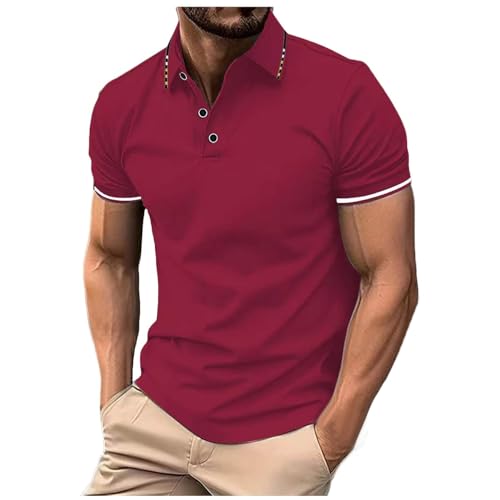Poloshirt Herren Kurzarm Regular Fit Basic Poloshirt Kurzarm mit Kontraststreifen Atmungsaktiv Tennis Golf Polo Sommer Freizeit Sport Schnelltrocknend T-Shirts Outdoorshirt Wandershirt Casual von Generisch