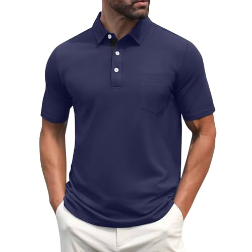 Poloshirt Herren Kurzarm Shirt Atmungsaktives Golf Polo Tshirt Männer Sommer Freizeithemden Sport Basic Slim Fit Tshirt mit Brusttasche Polohemd Marineblau 4XL Poloshirt Herren Kurzarm Shirt Atmungsaktives Golf Polo Tshirt Männer Sommer Freizeithemden Sport Basic Slim Fit Tshirt mit Brusttasche Polohemd Marineblau 4XL von Generisch