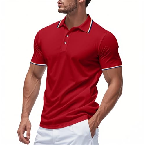Poloshirt Herren Kurzarm Sportshirt Button-Down-Kragen Freizeithemd Regular Fit Atmungsaktiv Tennis Golf Polo Sommer Freizeit Sport Schnelltrocknend T-Shirts Outdoorshirt Wandershirt von Generisch