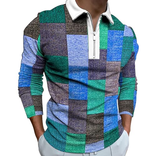 Poloshirt Herren Langarm Slim Fit Basic Golf Polo Poloshirt mit Farbkontrast Modisch und Vielseitig Poloshirt Polyester Herren Herren T Shirts Langarm Poloshirt Herren Schwarz Weiss Rot von Generisch