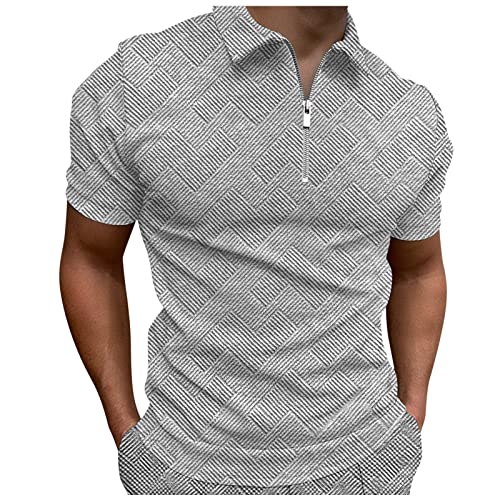 Poloshirt Mit Reißverschluss Herren Kurzarm Atmungsaktives T Shirt Sommer Polo Shirts Für Männer Regular Fit Polo Herren Bedrucken T-Shirt Freizeit Atmungsaktiv Poloshirt Kurzarm (9-Grau, M) von Generisch
