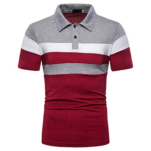 Poloshirts Herren Kurzarm Golf T Shirts Männer Summer Kontrastfarbe Ausschnitt Baumwolle Basic T-Shirt Polohemd Sommer Slim Fit Arbeits T-Shirt Männer von Generisch