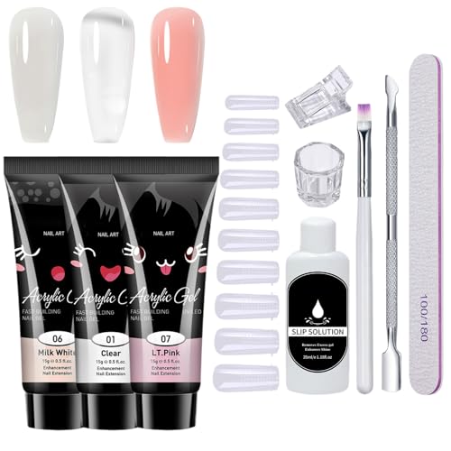 Poly -Nagel -Gel -Kit | 15 ml Erweiterungsbauer mit UV -Lampe und 3 Farbpolituren Komplett Set mit Formpinselkristallkleber | Lang anhaltende Salonqualitätsnägel für Frauen Poly -Nagel -Gel -Kit | 15 ml Erweiterungsbauer mit UV -Lampe und 3 Farbpolituren Komplett Set mit Formpinselkristallkleber | Lang anhaltende Salonqualitätsnägel für Frauen von Generisch