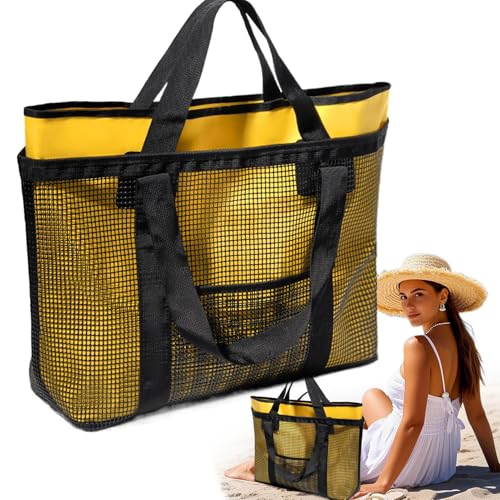 Pooltasche, Strandtasche, 57 x 15 x 40 cm, Reisezubehör-Organizer, leichte, wasserdichte Aufbewahrungstasche, geräumige Tragetasche mit Reißverschluss für Zuhause, Pool, Strand, Urlaub, gelb, Refer to von Generisch