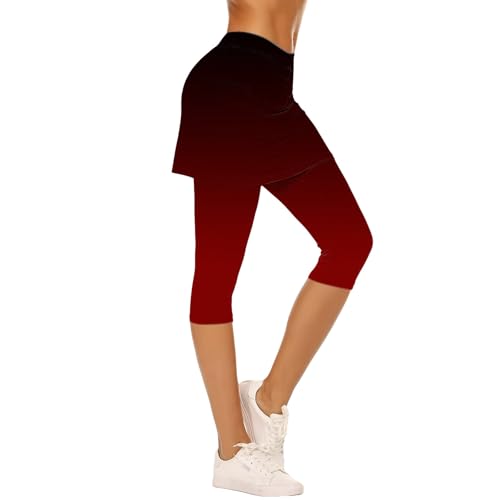 Portskort Laufskort Leggings Mit Rock Tennisröcke Hockey Rock Engen Capris Gym 3/4 Yoga Pants Mit Taschen Und Kopfhöreranschluss Kurze Röcke Hohe Elastizität von Generisch
