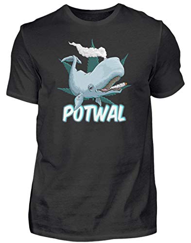 Potwal Kiffer Wal Cannabis Hanf Joint Weed Gras T-Shirt Cannabis - Herren Shirt -XXL-Schwarz von Generisch