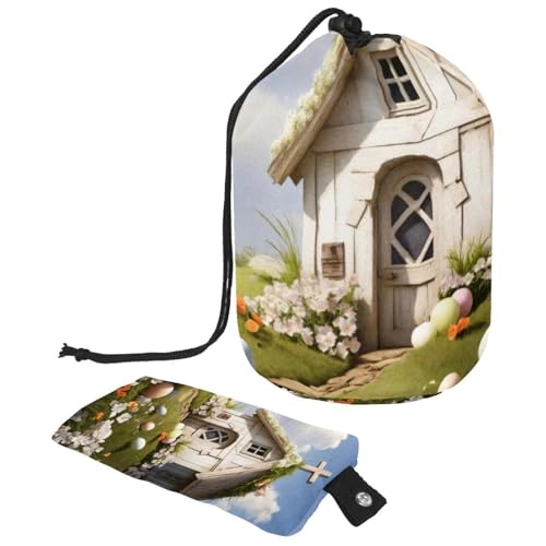 Praktische und schicke große Make-up-Tasche für Damen – Bleiben Sie organisiert auf Ihren Reisen, weißes Oster-Kreuzhaus, mehrfarbig, 9.9x6.9in/25.2x17.6cm;6x3.5in/15.2x8.8cm von Generisch