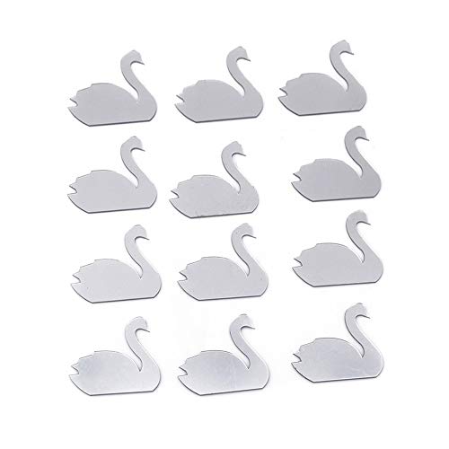 Premium 12 stücke Swan Form Wandaufkleber Acryl Spiegel Aufkleber Selbstklebende Entfernbare Wandkunst Dekor Silber von Generisch
