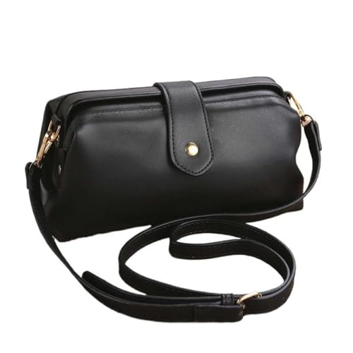 Premium Leather Retro Handmade Doctor Bag Crossbody Unique Opening Small Vintage Phone Purse Handbags for Women Dr bag - retro handmade bag (Black) von Generisch