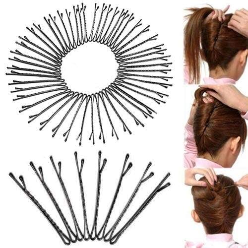 Premium Qualität 50 Stück Schwarz Gewellte Haarspangen Bobby Salon Pins Griffe Haarnadeln Frauen HaarschmuckSchön und geschickt. von Generisch