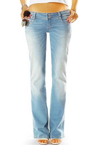 Premium Schlaghose Bootcutjeans Hose aus Bio Denim - Low Waist Stretch Hüftjeans - Damen - j97y_Bio (DE/NL/SE/PL, Alphanumerisch, L, Regular, Regular, hellblau) von Generisch