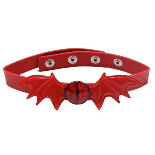 Premium Veganes Lederhalsband mit Fledermausflügeln, verstellbares Gothic-Punk-Halsband für Damen und Teenager – Halloween-Kostüm-Accessoire, Cosplay-Schmuck, Gothic-Party, 7.8x2.73in, Kunstleder von Generisch