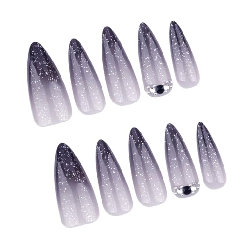 Press on Nails Mandel Stiletto Form Glänzendes Finish & Einfache Anwendung Fake Nails für Frauen Full Cover Wiederverwendbare Kunstnägel mit Nagelkleber für Alltag Party von Generisch