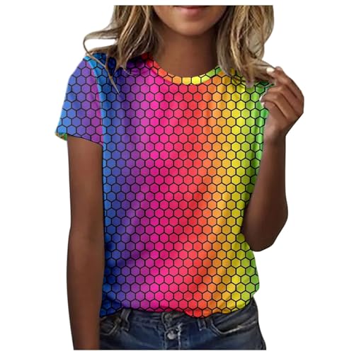 Pride T-Shirts für Damen Regenbogen Herzen Print Kurzarm Top Gay Pride Month T-Shirts Frauen Stolz Regenbogen LGBT Gay Pride Damen TShirt Homosexuell Shirts Lässige Oberteile von Generisch