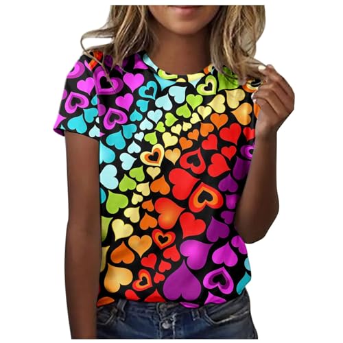 Pride T-Shirts für Damen Regenbogen Herzen Print Kurzarm Top Gay Pride Month T-Shirts Frauen Stolz Regenbogen LGBT Gay Pride Damen TShirt Homosexuell Shirts Lässige Oberteile von Generisch