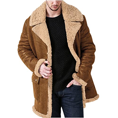 Prime To Day Deals Today 2024 Pelzmantel Herren Große Größen Langarm Felljacke Punk Motorrad Kunstpelz Winterjacke Einfarbig Kunstfell Pelzjacke Outdoor Lang Winter Fellmantel Verdickte Warm von Generisch