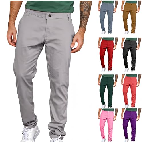 Prime To Day Deals Today 2024 Leinenhose Herren Lang Leinen Freizeithose Einfarbig Chino Hose Lässige Stretch Stoffhose Gerade Bein Jogginghose Business Anzughose Sportlicher Chinohose Reguar von Generisch