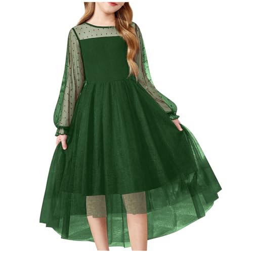 Prinzessin Kleid Mädchen Kleider Langarm Tüllkleid Ballkleid Abendkleider Ballkleider A-Linie Partykleid Kinder Kleider Tanzkleid Mode Festlichkleid Freizeitkleid Outlet Angebote Grün,130 von Generisch