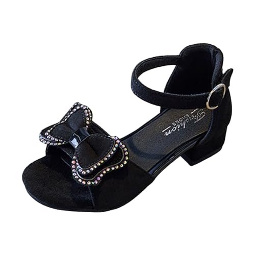 Prinzessin Schuhe Mädchen Abendschuhe Knöchelriemchen Kommunionschuhe High Heels Mary Jane Schuhe Sommerschuhe Geeignet für Hochzeiten Geburtstagsfeiern Campus (02-Black, 32 Big Kids) von Generisch
