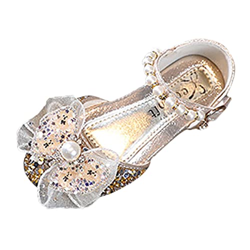 Prinzessin Schuhe Mädchen Metal Pearl Rhinestone Gradient Schuhe Glitzernde Kristallverzierungen mit Funkelnden Steinen für Frühling Ballerinas von Generisch