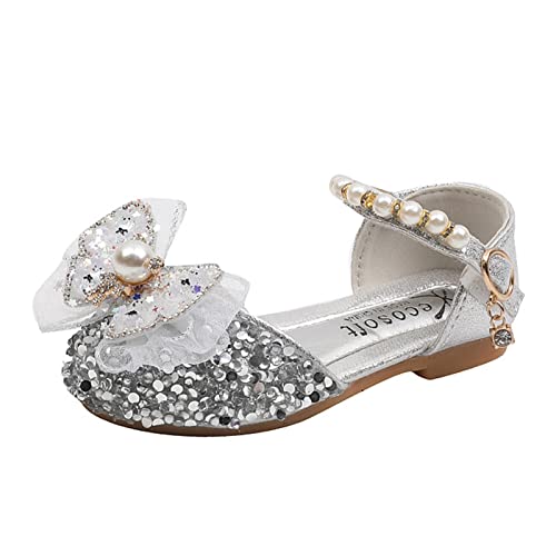 Prinzessin Schuhe Mädchen Metal Pearl Rhinestone Gradient Schuhe Glitzernde Kristallverzierungen mit Funkelnden Steinen für Frühling Ballerinas von Generisch
