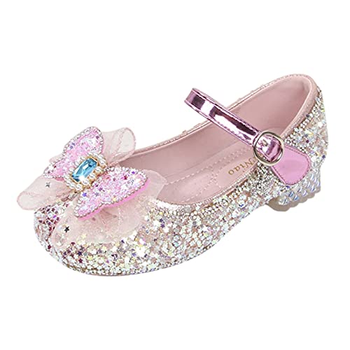 Prinzessin Schuhe Mädchen Thick Sole Round Toe Buckle Schuhe Glitzernde Kristallverzierungen mit Funkelnden Steinen für Winter Ballerinas von Generisch