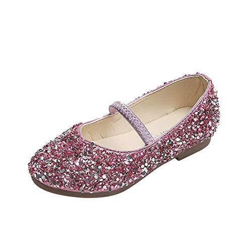 Prinzessinnen Schuhe Mädchen Pailletten Ballerinas mit Absatz Glitzer Mary Jane Halbschuhe Kinder Party Mädchen Abendschuhe Bequem Kindergartenkleid von Generisch