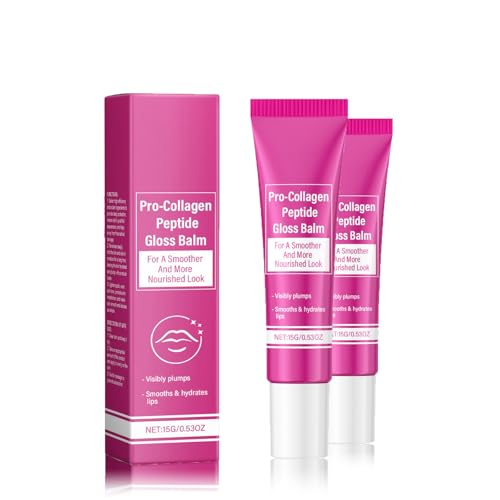 Pro-Collagen Peptide Gloss Balm, Pro-Kollagen-Peptid-Glanz-Balsam, Spendet Feuchtigkeit & Glättet die Lippen Glow Color Changing Lip Oil, Dauerhaftes Hydratisierender Lippenstift für Frauen (2P) von Generisch