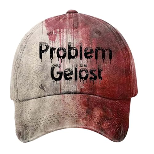 Problem Gelöst Baseball Caps Halloween Unisex Blutspritzer Printed Verstellbar Baumwolle Baseballkappe für Damen Herren Horror Blutige Sport Cap für Sport Reisen Draußen(Rot #01, Einheitsgröße) von Generisch