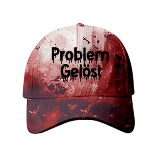 Problem Gelöst Baseball Caps Halloween Unisex Blutspritzer Printed Verstellbar Baumwolle Baseballkappe für Damen Herren Horror Blutige Sport Cap für Sport Reisen Draußen(Rot #06, Einheitsgröße) von Generisch