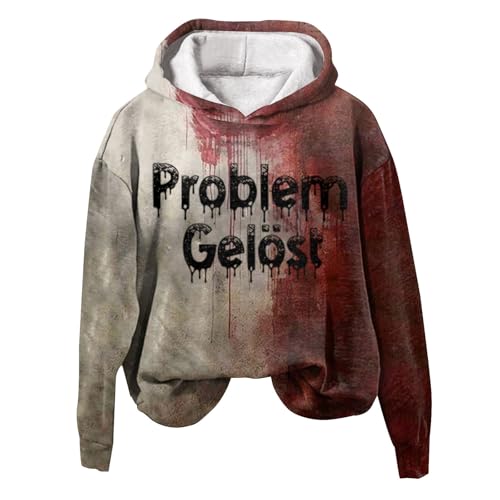 Problem Gelöst Halloween Kostüm Damen Gruselig Kapuzenpullover Damen Blutig Pullover Damen Blutiges Druck Sweatshirt Horror Kostüm Damen Problem Gelöst Halloween Damen Damen Langarm T-Shirt Halloween von Generisch