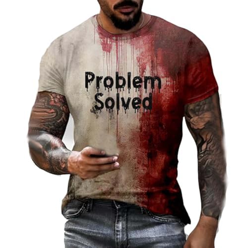 Problem Gelöst Halloween T-Shirt Herren Casual Rundhalsausschnitt Blutspritzer Muster Oberteile Hemd Entsetzen Blutig Bedruckt Kurzarm Top Übergröße hässliche Sportshirt Atmungsaktiv Trainingsshirt Problem Gelöst Halloween T-Shirt Herren Casual Rundhalsausschnitt Blutspritzer Muster Oberteile Hemd Entsetzen Blutig Bedruckt Kurzarm Top Übergröße hässliche Sportshirt Atmungsaktiv Trainingsshirt von Generisch