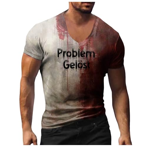 Problem Gelöst Halloween T-Shirts für Herren Gruselig Übergröße Shirt Entsetzen Schrecklich Blutspritzer Muster Sportshirt Kurzarm Rundhals Oberteile Hemd Classics Leicht Tops Problem Gelöst Halloween T-Shirts für Herren Gruselig Übergröße Shirt Entsetzen Schrecklich Blutspritzer Muster Sportshirt Kurzarm Rundhals Oberteile Hemd Classics Leicht Tops von Generisch