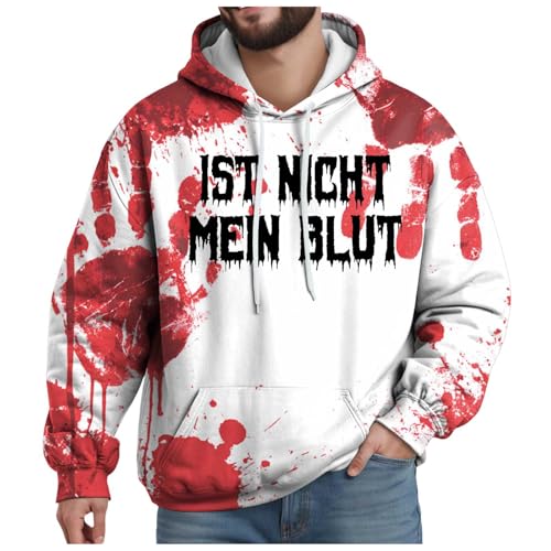 Problem Gelöst Hoodie Halloween Kapuzenpullover Herren Pullover Blood Stain Halloween Casual Hoody Männer Blutspritzer Muster Kapuzenjacke Sweatshirt Entsetzen Bedruckt Freizeit (A01#5-Gold, XL) von Generisch