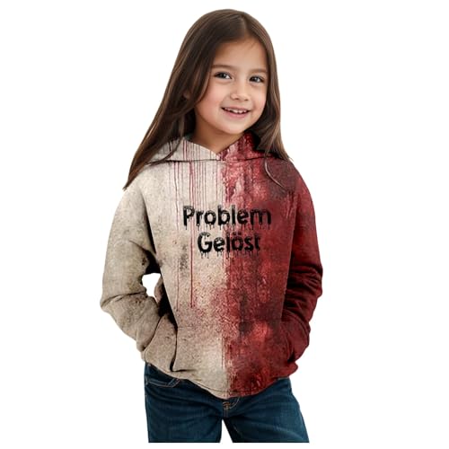 Problem Gelöst Hoodie Halloween für Mädchen - 3D Weich Kapuzenpullover Blutspritzer, Oversize Hoody Horror Blood Sweatshirt mit Kapuze Sweatshirts Mädchen 2025 von Generisch