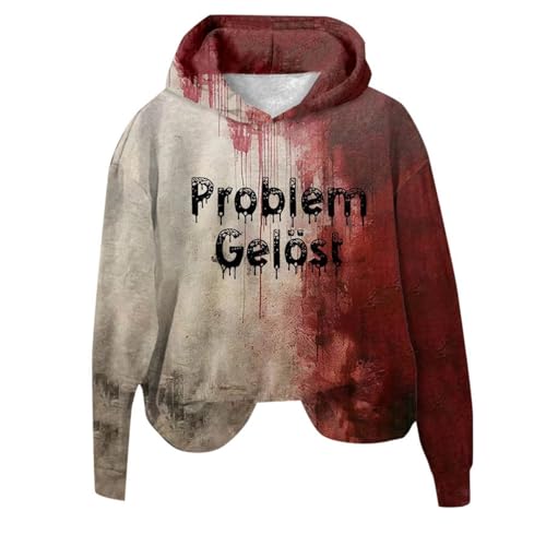 Problem Gelöst Sweatshirt Hoodie Damen Oversize I'm Fine Pullover Blood Halloween Kostüm Langarm Kapuzenpullover Oberteile Mit Blutigem Blutige Wunde Blut Verletzung Bedrucktes Sweater Streetwear von Generisch