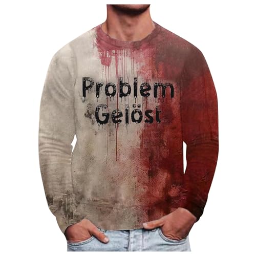 Problem Gelöst T Shirt Gelöst Halloween Costume Sweatshirts für Herren Blutig Problem Solved Shirt Blood Halloween T Shirt Pullover Blut Horror Kostüm Rundhals Langarm Halloween Pullover Oberteile von Generisch