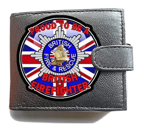 Proud to be a British Firefighter Design Anti RFID Theft Wallet Black Soft Leather Large Coin Pocket, Schwarz , L, Klassisch von Generisch