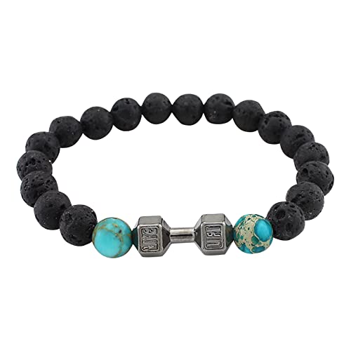 Prtb50-4 Fußkettchen, vulkanische Steinperlen, Metall, Hantel, vielseitiges Armband, Schmuck, Einheitsgröße, Kaiserstein, Kein edelstein von Generisch