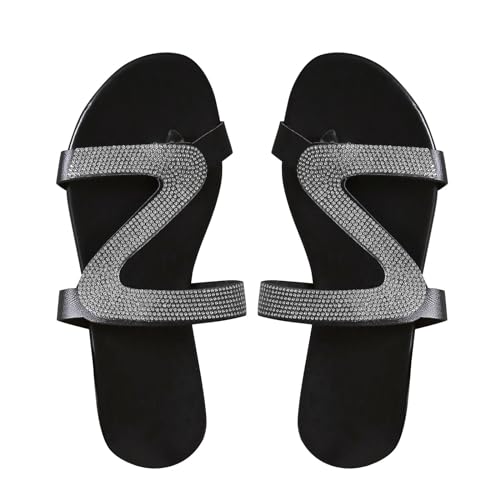 Pu-Hausschuhe Damen Pantoffeln Sommer: Flip Flops Damen Badeschuhe Flach Strandschuhe Zehentrenner Leicht Badelatschen Freizeit Schlappen Bequem Sommerschuhe Rutschfeste Freizeitschuhe-Sandalen von Generisch