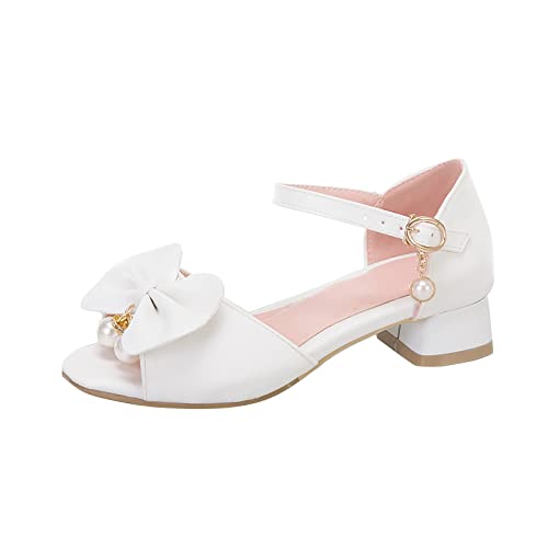 Pu-Prinzessin Schuhe Mädchen Absatz: Sandalen Mädchen Leder Kinderschuhe Mit Bowknot Tanzschuhe Rutschfeste Lederschuhe Party Schlappen Elegant Sommerschuhe Atmungsaktive Abendschuhe-Einzelschuhe von Generisch