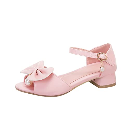 Pu-Prinzessin Schuhe Mädchen Absatz: Sandalen Mädchen Leder Kinderschuhe Mit Bowknot Tanzschuhe Rutschfeste Lederschuhe Party Schlappen Elegant Sommerschuhe Atmungsaktive Abendschuhe-Einzelschuhe von Generisch