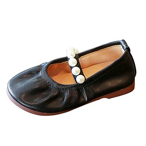 Pu-Prinzessin Schuhe Mädchen Absatz: Tanzschuhe Damen Flach Leder Sandalen Perle Hausschuhe Slip On Kinderschuhe rutschfeste Lederschuhe Outdoor Schulschuhe Leichte Weichen Abendschuhe-Sommerschuhe von Generisch