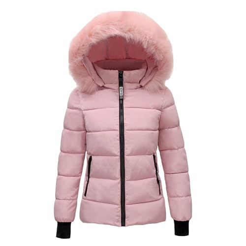 Puffer Jacke Damen Winter mit Kapuze Daunenjacke Wintermantel Parka Kurz Warm Steppmantel Jacke mit Pelzkapuze Slim Fit Reißverschluss Steppjacke Übergangsjacke Leichte Softshelljacke Pufferjacke von Generisch