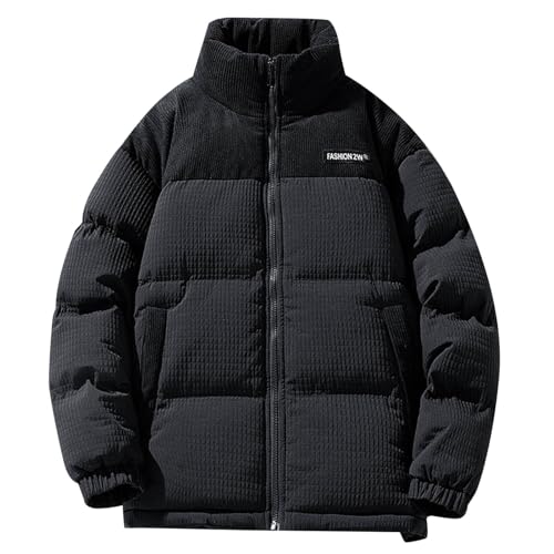 Puffer Jacket Herren Y2k Anzug Aus Cordbaumwolle Herren Puffer Jacke Herren Lightweight Steppjacke Mit Stehkragen Men's Winter Jacket Waterproof Warm Puff Coat von Generisch