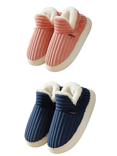 Puffy Cozy Stilvolle Hausschuhe, Unisex, bequem und stilvoll, warme Plüsch-Hausschuhe, dicke Sohle, rutschfeste Stiefel, 2 Stück D, 38 EU von Generisch