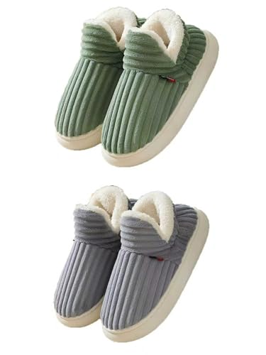 Puffy Cozy Stilvolle Hausschuhe, Unisex, bequem und stilvoll, warme Plüsch-Hausschuhe, dicke Sohle, rutschfeste Stiefel, 2 Stück G, 38 EU von Generisch